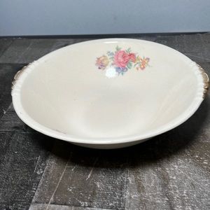 Vintage Serving  Bowl by Paden City Pottery “Rosalee” Pattern Gold Trim Handle